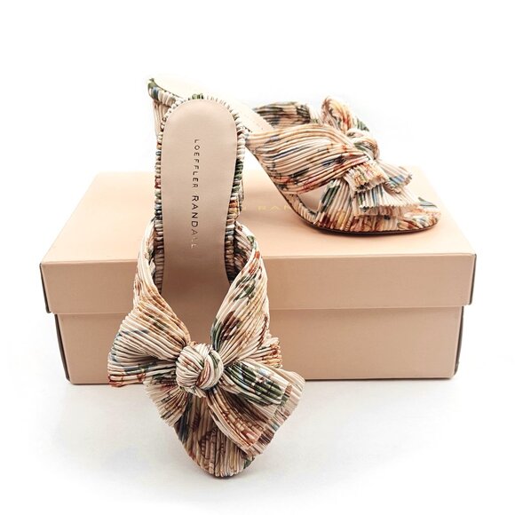 Loeffler Randall Penny Pleated Knot Mule Cream Botanical Floral - Picture 2 of 9